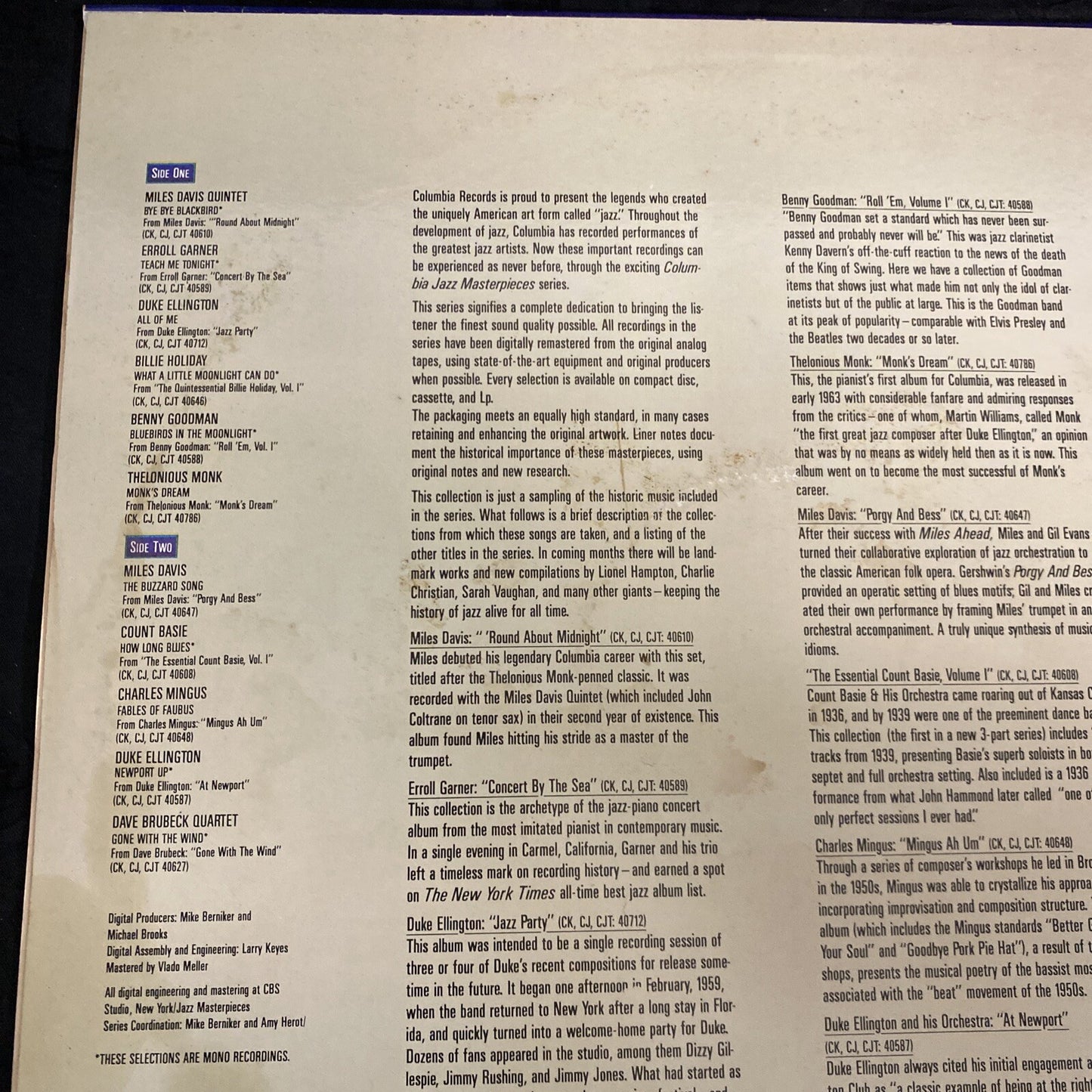 PROMO MILES DAVIS JOHN COLTRANE Sampler Volume II JAZZ LP COLUMBIA NM/VG++