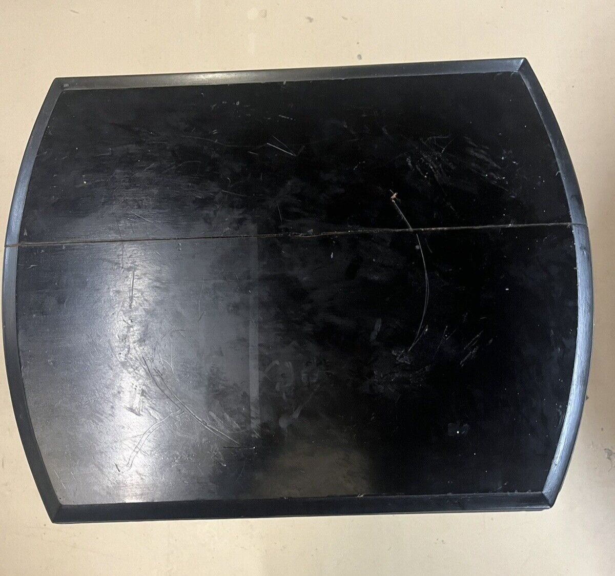 Antique Ebonized Black Wood Pedestal Plant Stand 2 Cranes FS16