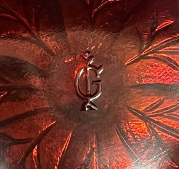 Vintage Imperial Glass OH Carnival Everglade Sunset Ruby 3-Toed Crimped Bowl 7"