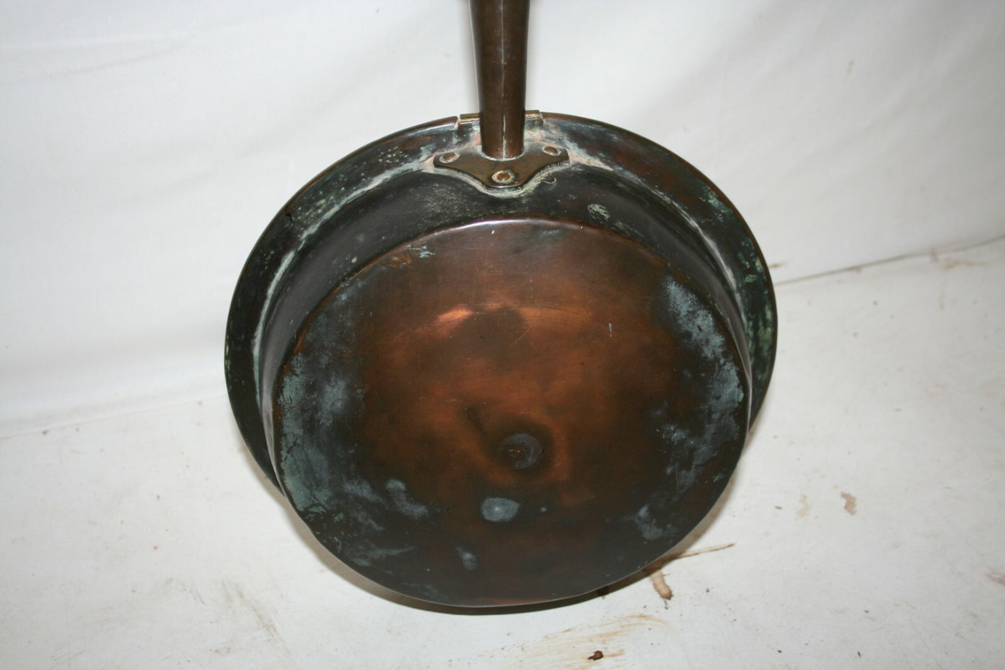 Antique French Copper Bed Warmer Handmade 200 years ago Etched Lid 41" Handle