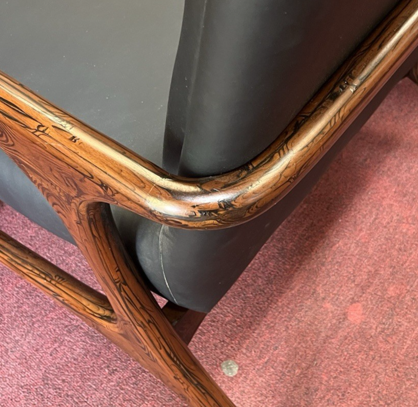 (2) MID-CENTURY MODERN STYLE UPHOLSTERED ROSEWOOD ARMCHAIRS