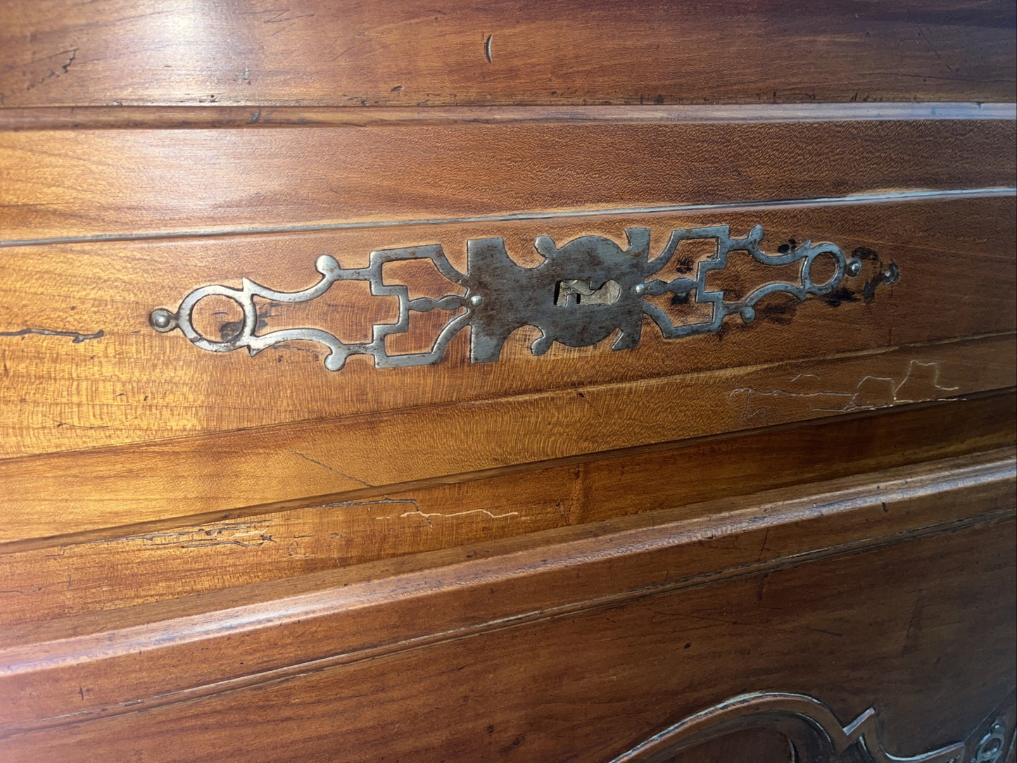 Antique French Provincial Louis XV Carved Cherry Sideboard Chest Cabinet Server