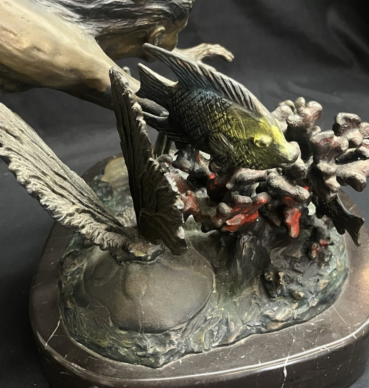 PB7 "The Conch Shell" by Carl Wagner Bronze Statue w/ Marble Base 23.25"