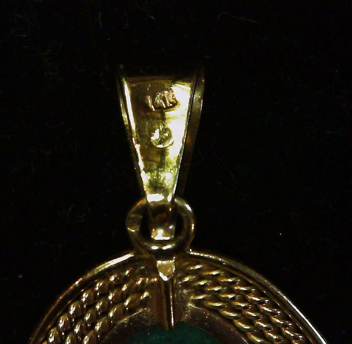 14k Gold VTG Israel Eilat Stone Cabochon Pendant Fine Jewelry 7.5g total