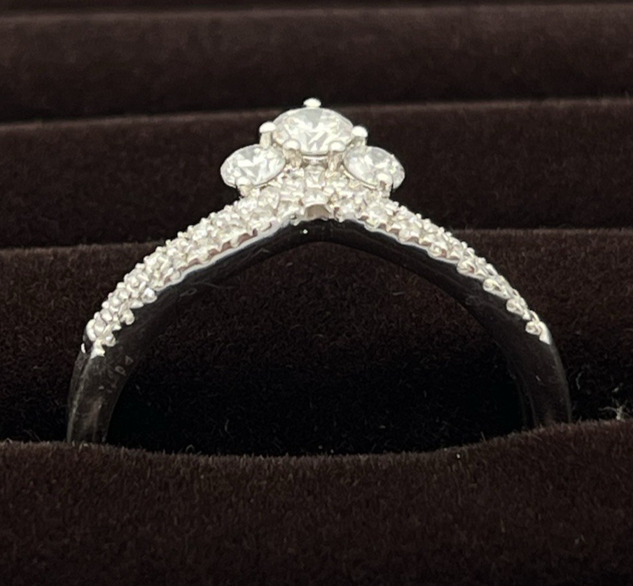 3.86g 10k White Gold Diamond Double Band Stacking Ring Size 8.5