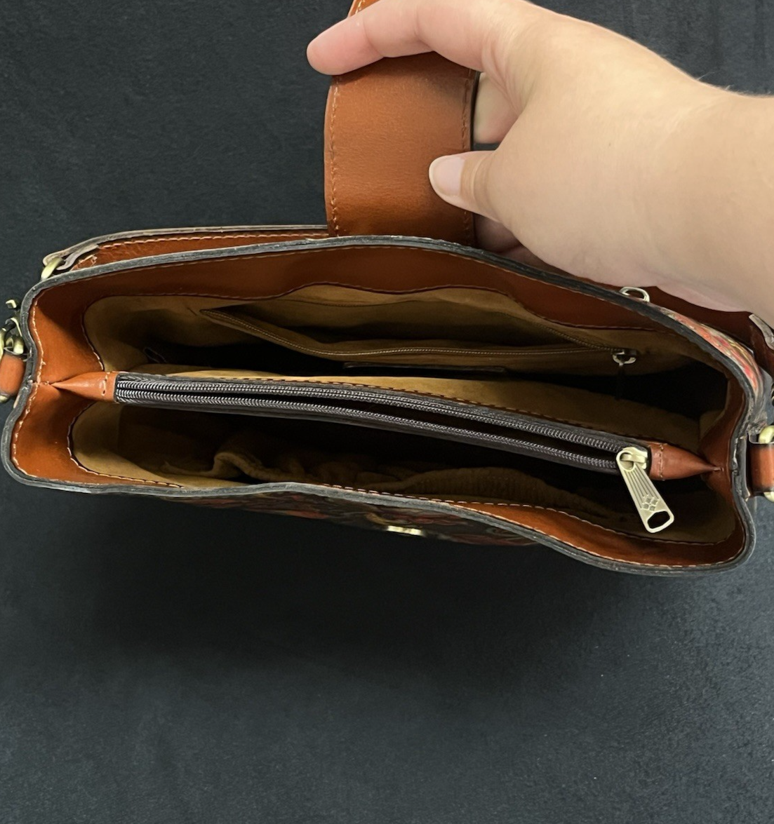 Patricia Nash Martano Belted Bucket Top Leather Bag w/ Strap & Card Wallet