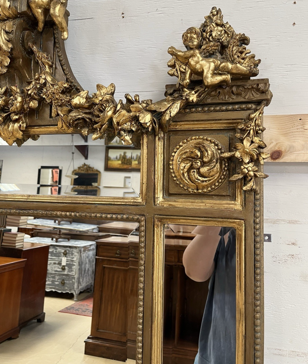 81" X 46" PAIR OF PALATIAL LOUIS XVI STYLE GILT GOLD PARCLOSE PIER WALL MIRRORS