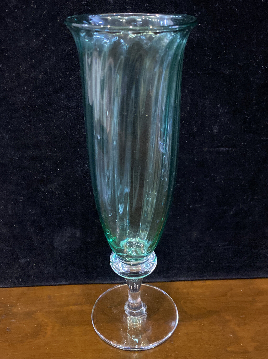 Set Of 12 Wilke Adolfsson Swedish Studio Glass 1993 Green Champagne Flute 8"