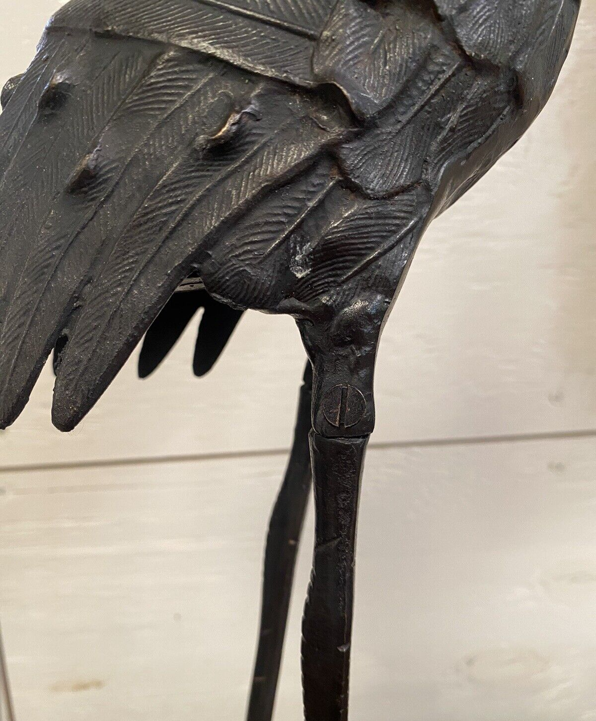 Antique Japanese Meiji Style Bronze Crane Bird Sculpture