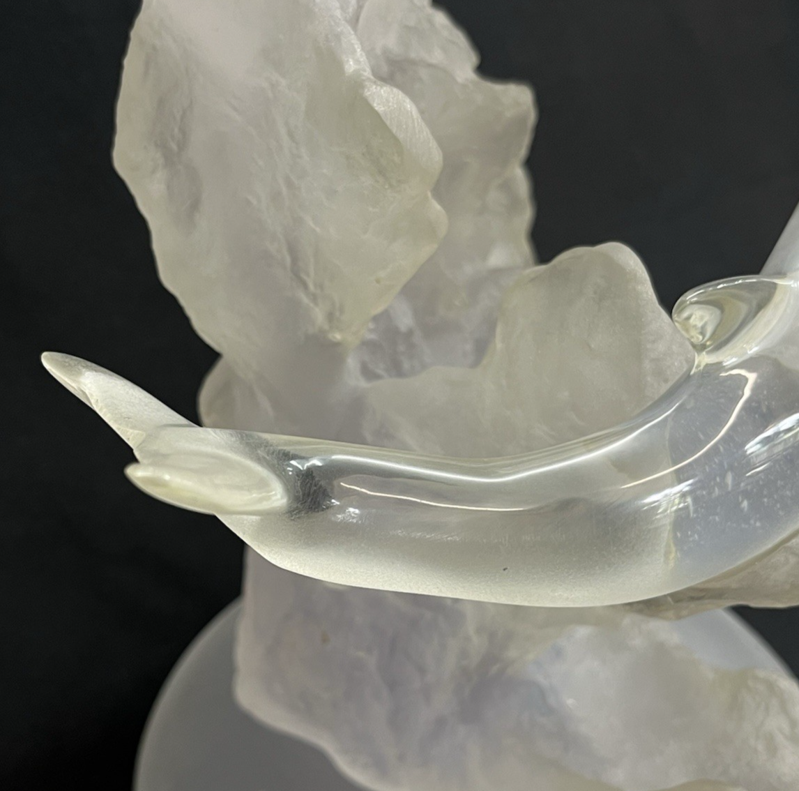 PB9 Donjo Clear Acrylic/Lucite Two Dolphins Swimming Sculpture Signed