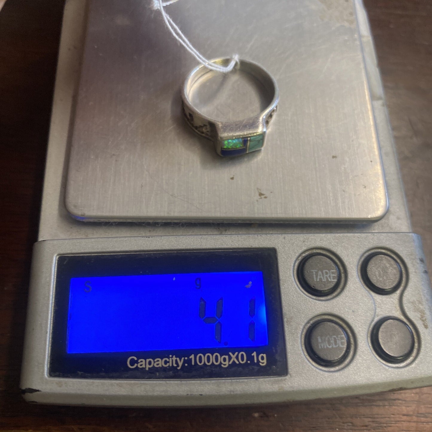 Sterling Silver Lapis, Turquoise, & Created Opal Ring SZ 7.75 4.1g JM19