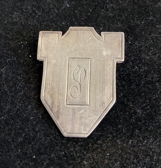 Art Deco 1920's Sterling Silver Shield Pin Monogrammed Pat Pending