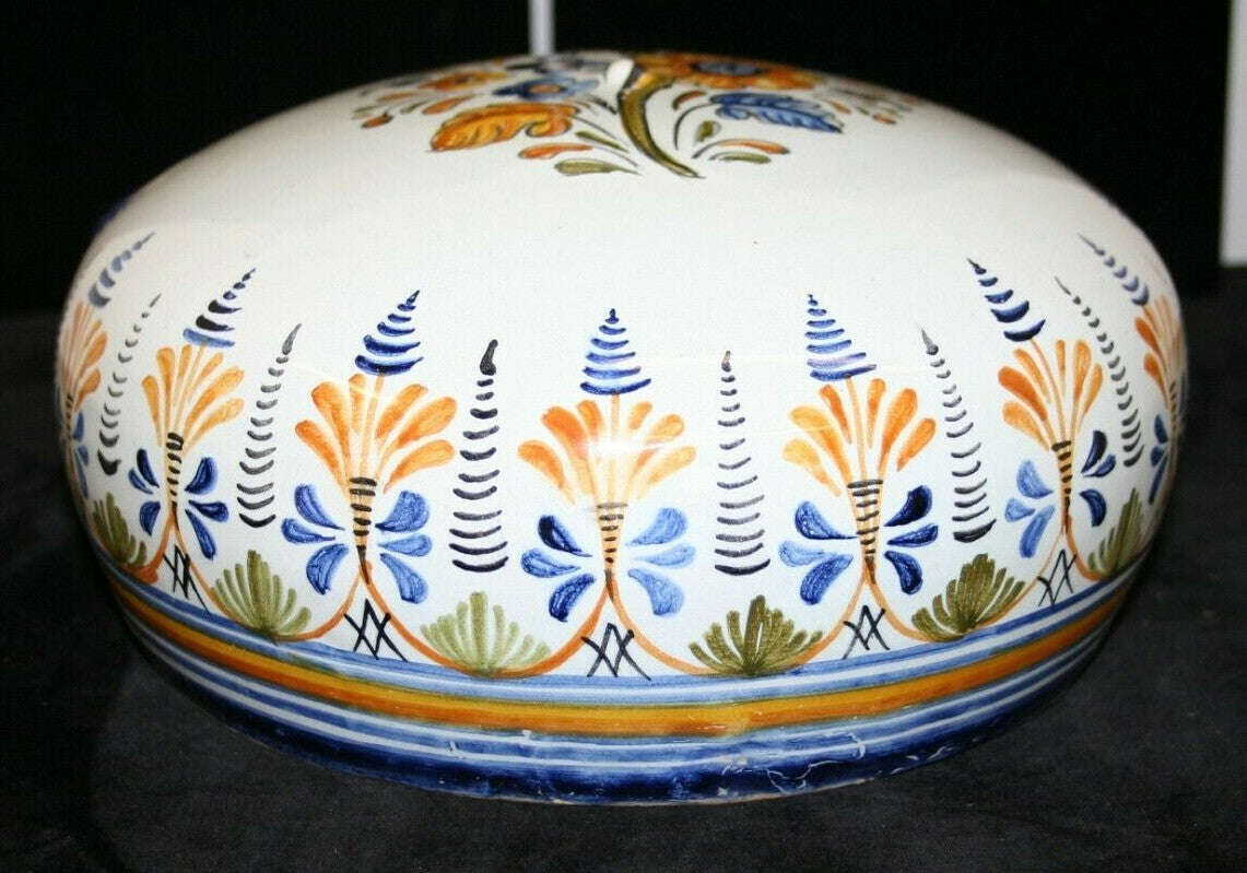Vtg Spanish Majolica Wine Water Canteen Pilgrim Flask Pitcher Talavera