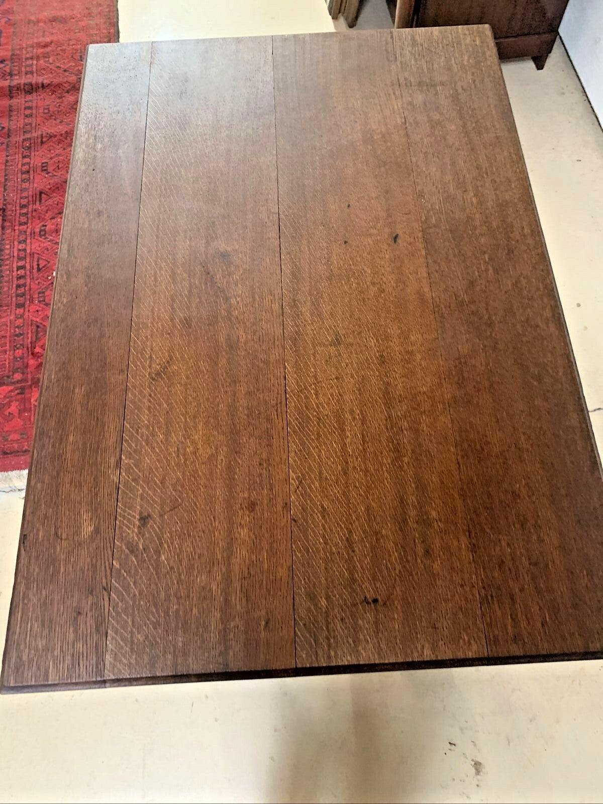 Antique French Solid Oak Gothic Ogee Writing Desk Table Bureau Plat Trestle