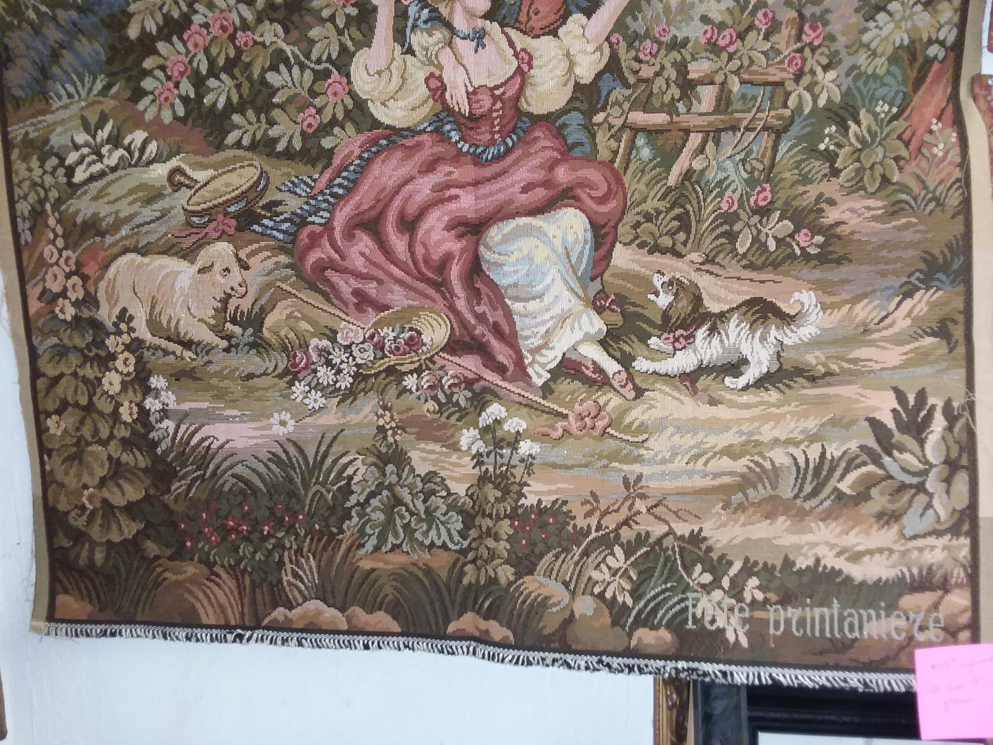French Wall Hanging Tapestry Fête printanière  "Spring Festival"  56''x 43''