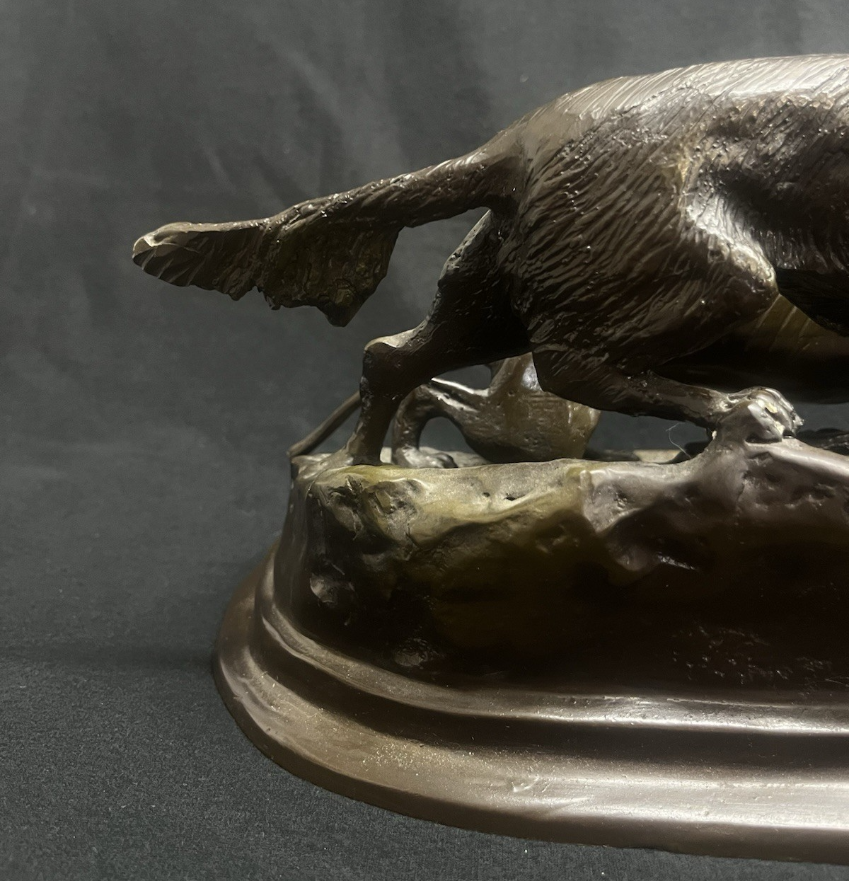 Signed Pierre-Jules PJ Mêne Bronze Hunting Hounds Dogs Duck Sculpture 16" PB10