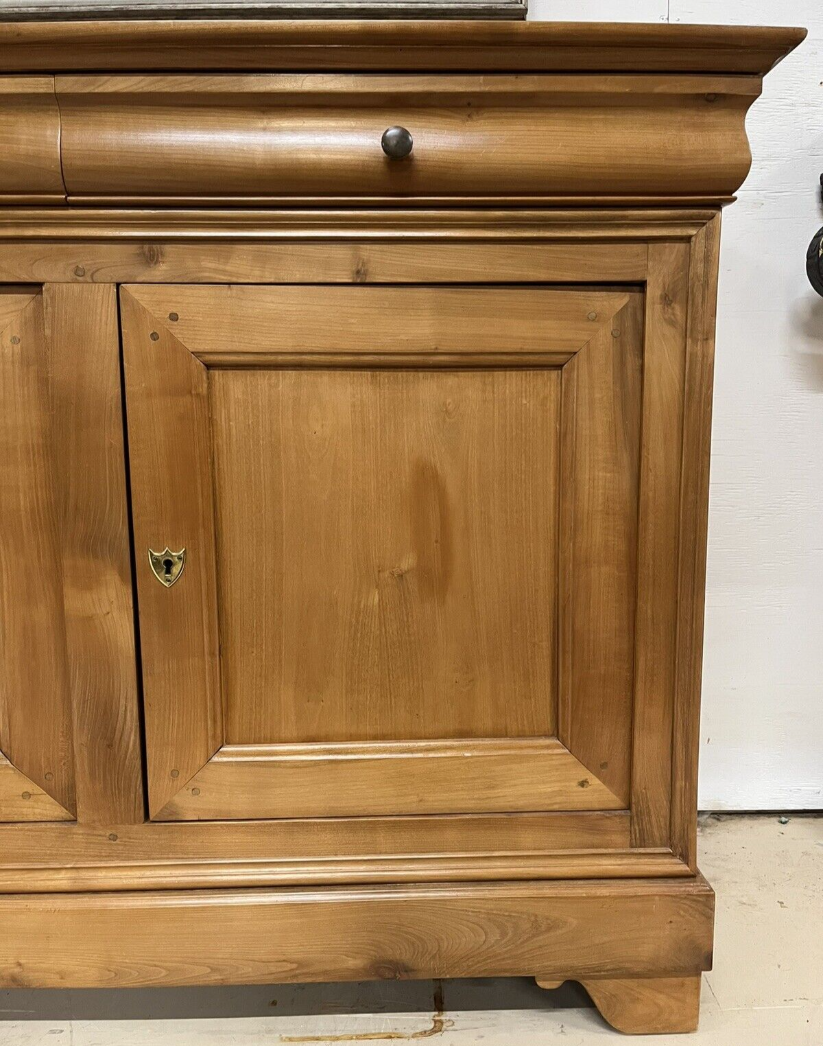 French Louis Philippe Blonde Three Door Sideboard Buffet Server Enfilade 78"W