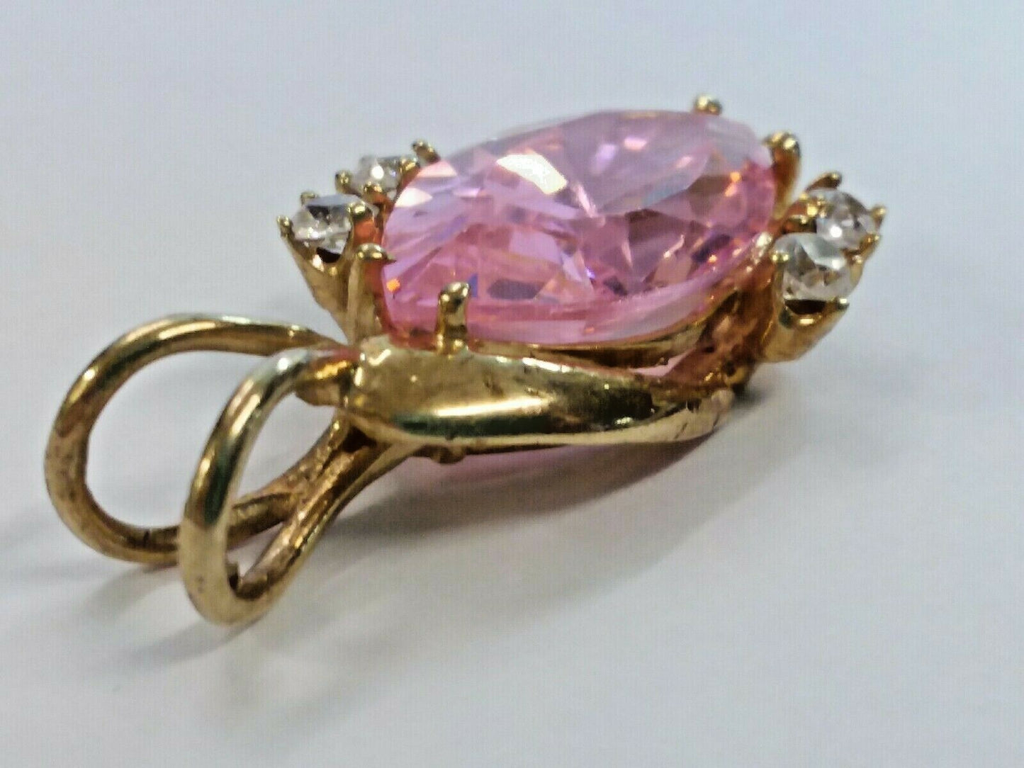 10k Pink Ice CZ Pendant .75" 3.20 grams