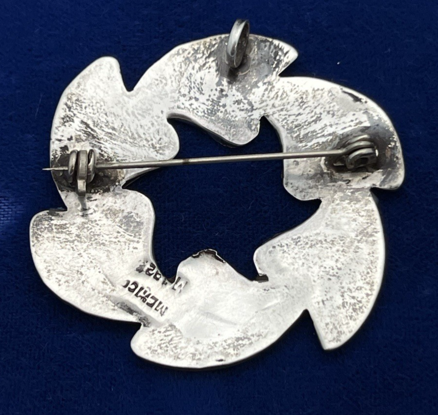 MCM TAXCO Mexican Sterling Silver and Abalone Flower Brooch approx. 1.5 in 6.29g