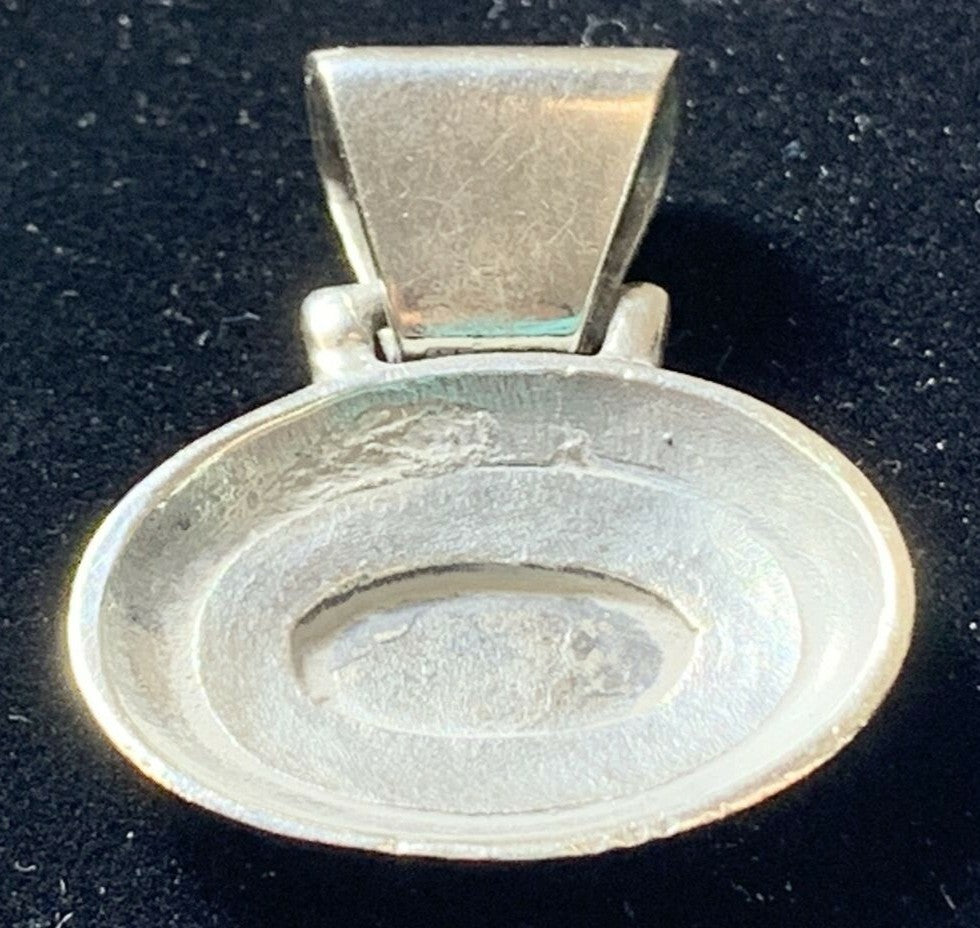 Sterling Silver small oval slide  pendant edge engraving design 8.5g