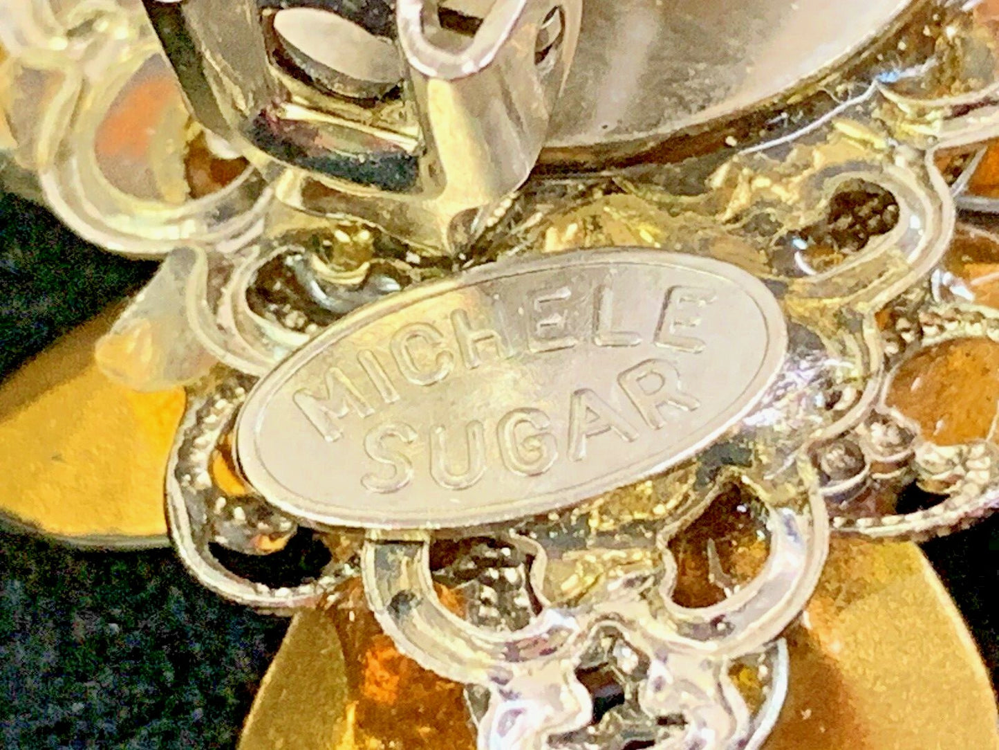 Michele Sugar Vintage Signed Statement Clip On Earrings Jewelry