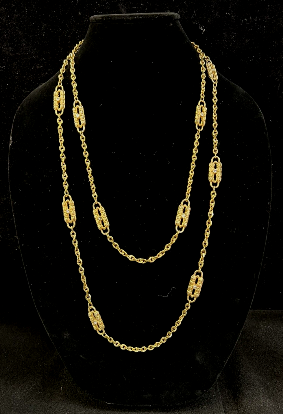 Camrose & Kross JBK gold Tone Rhinestone Paper Clip Chain Necklace 2 In One