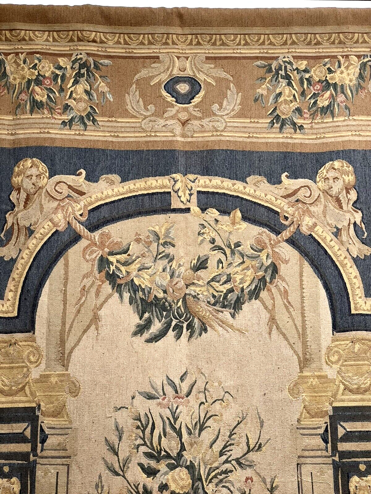 20th Century Aubusson Tapestry Wall Hanging  Hand Tied 9 ft x 6 ft