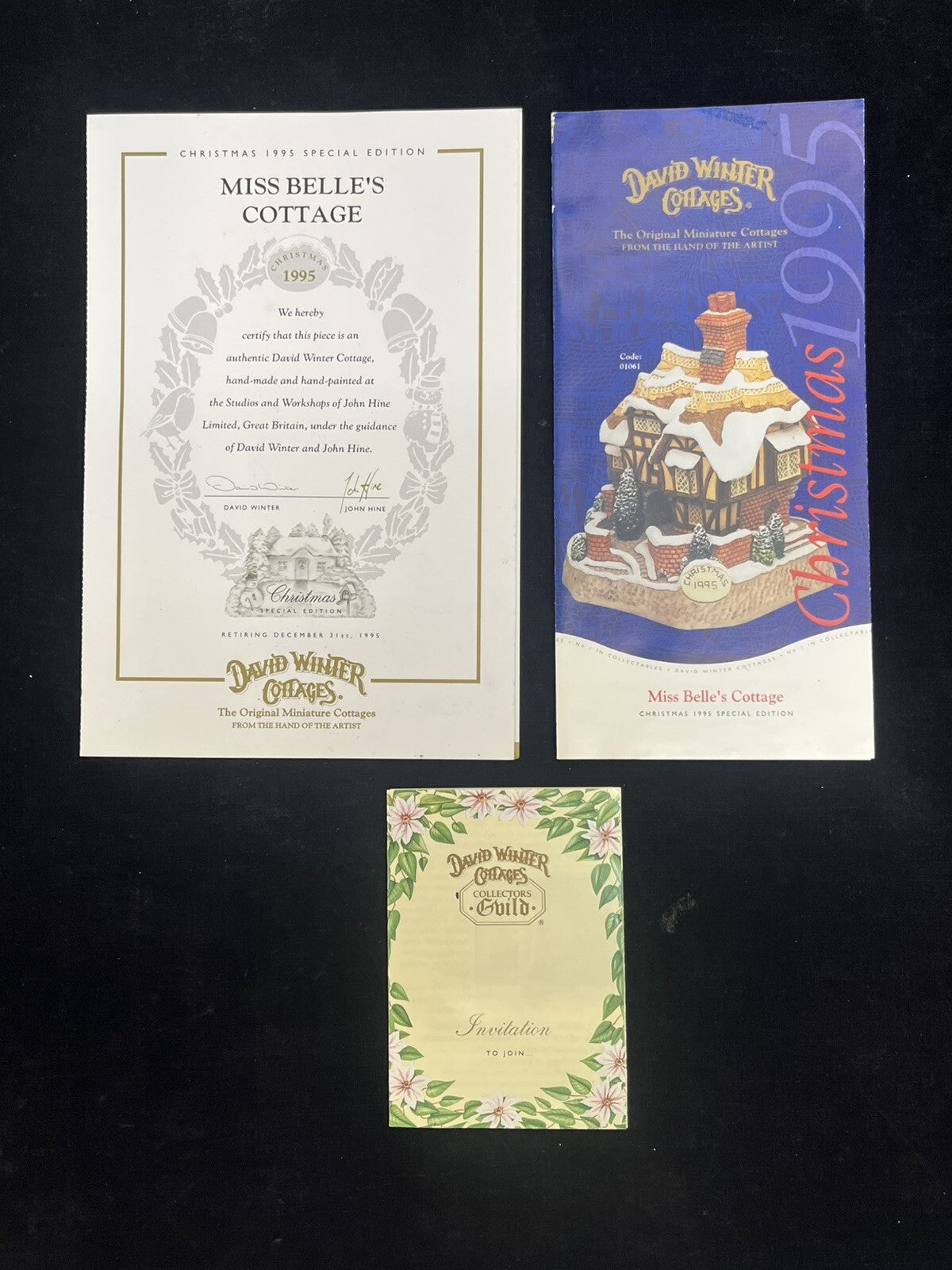 NEW David Winter "Miss Belle's Cottage" Premier 1994 Limited Edition  Box & COA