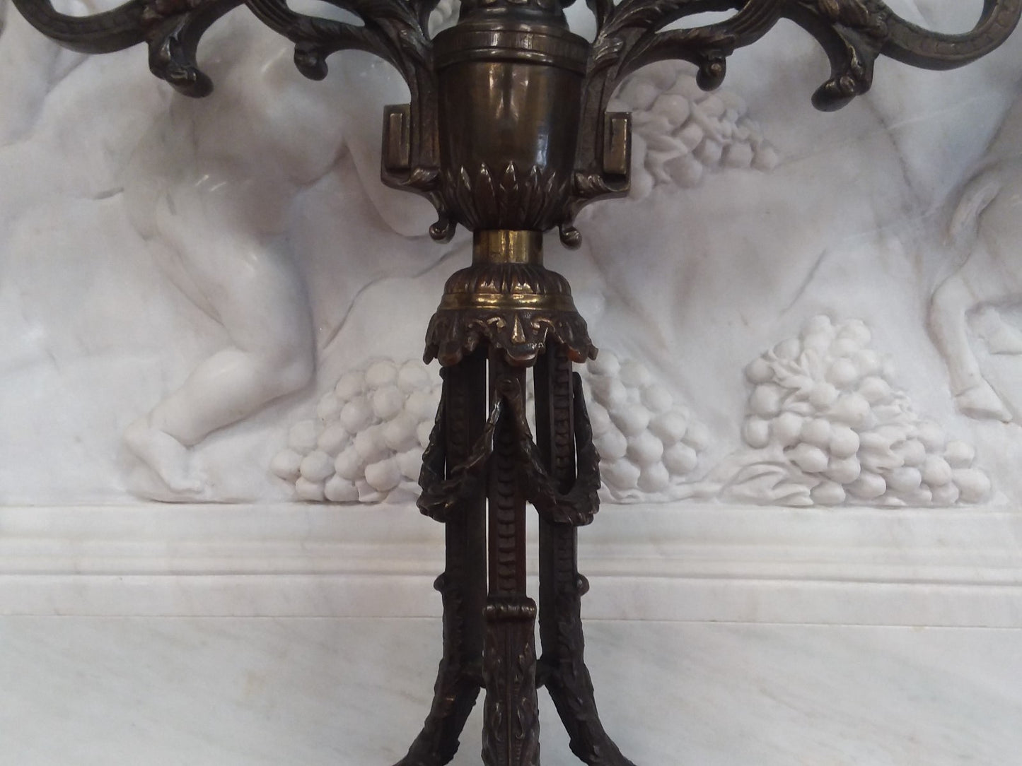 Pair Antique Bronze 5 light Candlesticks H 20" x W 18.5" Tripod Base Beautiful