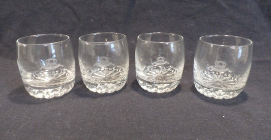 CROWN ROYAL Whisky Rocks Logo Glasses (4) Jewel Round Cut Base ITALY