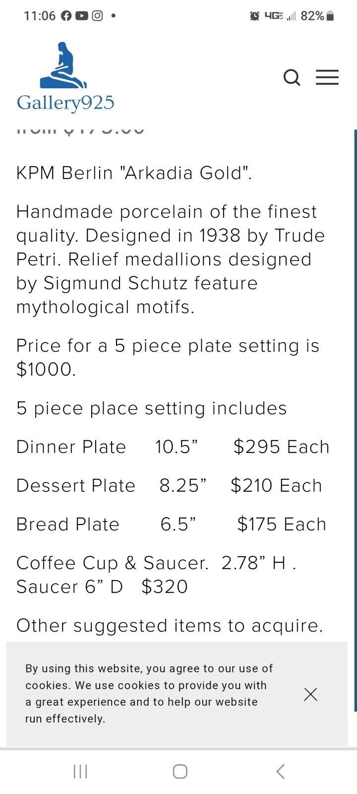 Royal Berlin Arcadia Gold 2  place settings & platter Medallion Germany