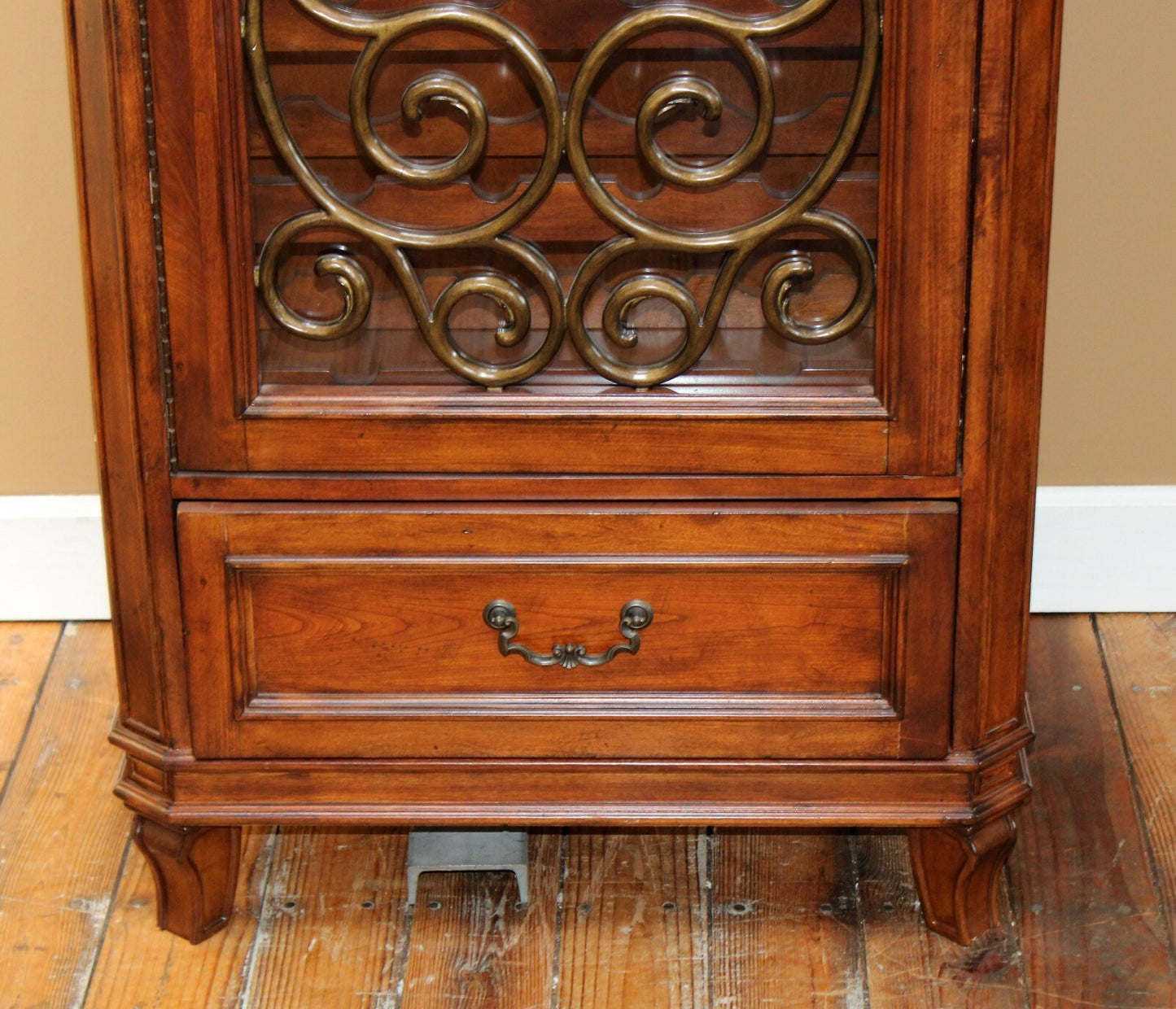 Liberty Cotswold Manor MSRP $1900 Wine Rack Cabinet Mahogany Scrolled Iron Door