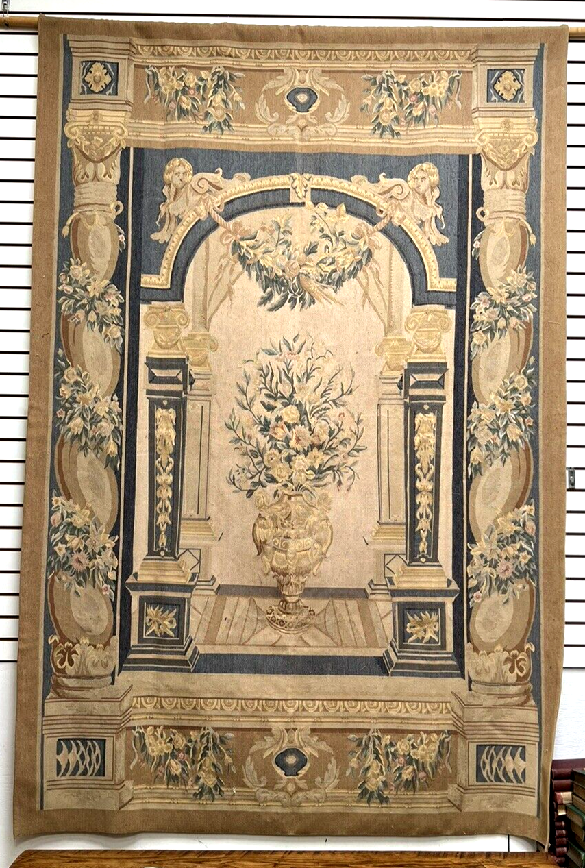 20th Century Aubusson Tapestry Wall Hanging  Hand Tied 9 ft x 6 ft