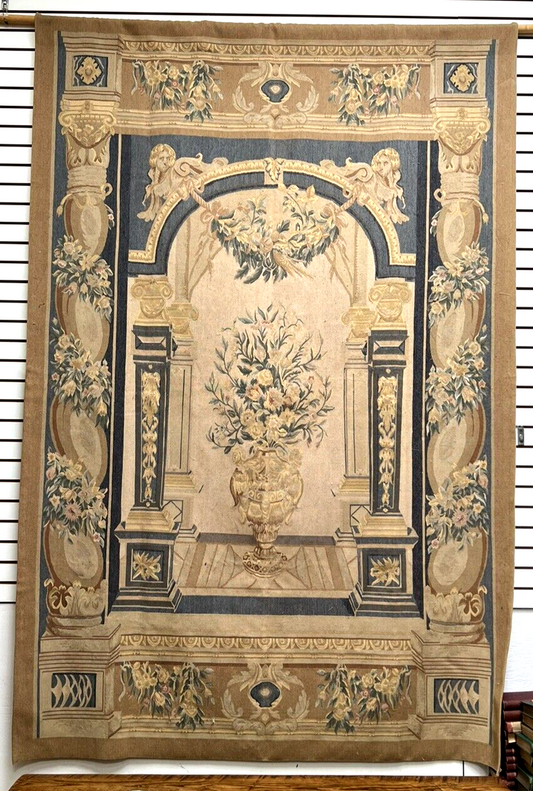 20th Century Aubusson Tapestry Wall Hanging  Hand Tied 9 ft x 6 ft