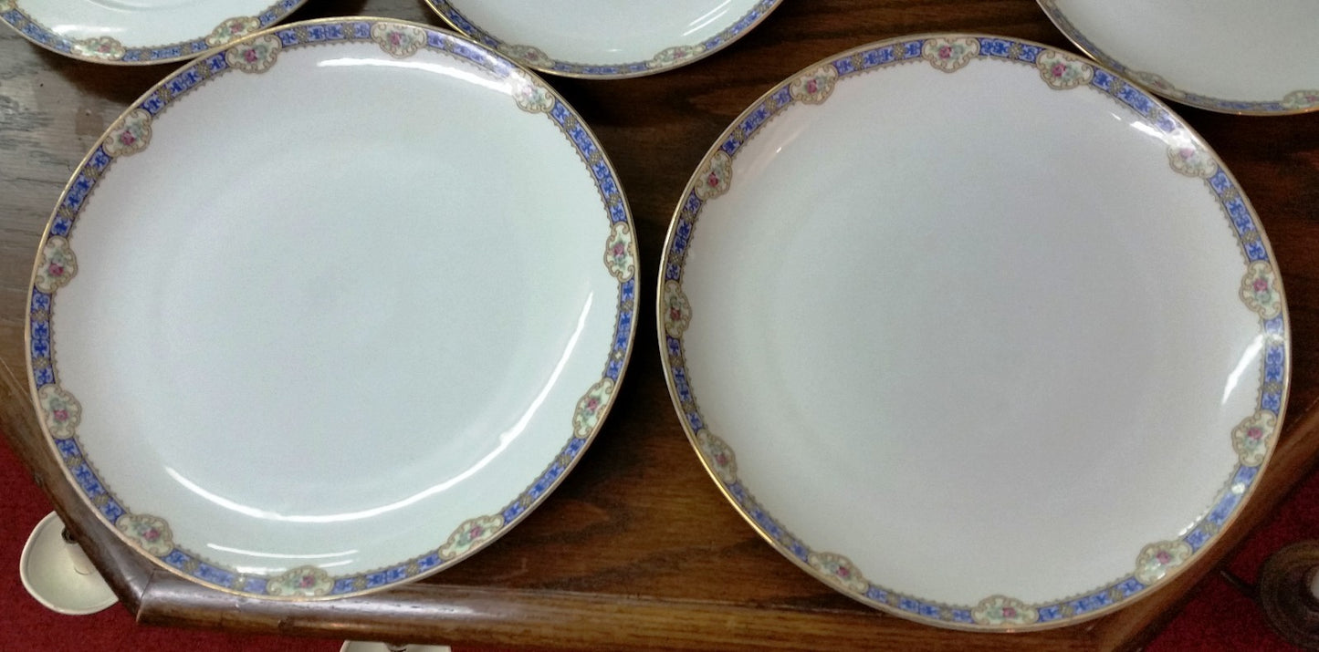 Antique KPM Pair of 12" Chargers GERMANY Pattern 27058 Blue band 1905-1920