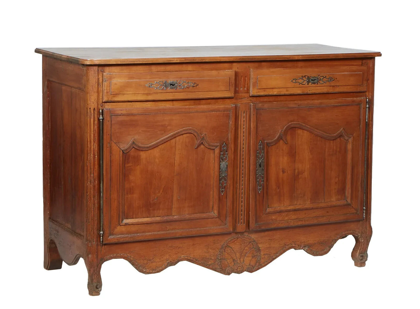 Antique French Provincial Louis XV Carved Cherry Sideboard Chest Cabinet Server