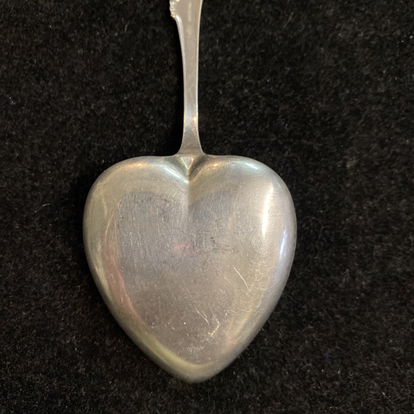 Antique 1892 Whiting Sterling Silver Heart Shaped Nut Spoon in Orleans Pattern