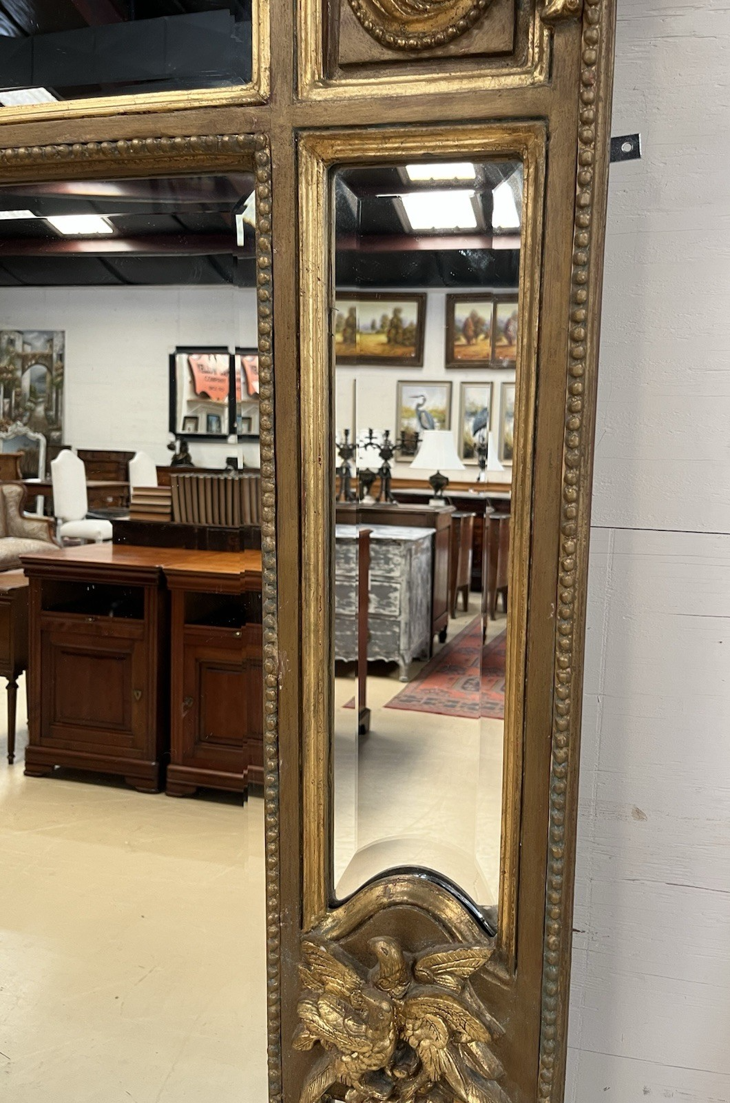 81" X 46" PAIR OF PALATIAL LOUIS XVI STYLE GILT GOLD PARCLOSE PIER WALL MIRRORS