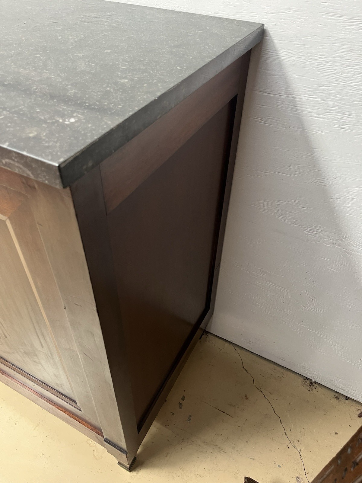 ANTIQUE FRENCH LOUIS XVI MARBLE TOP MAHOGANY SIDEBOARD ENFILADE CHEST 79" WIDE