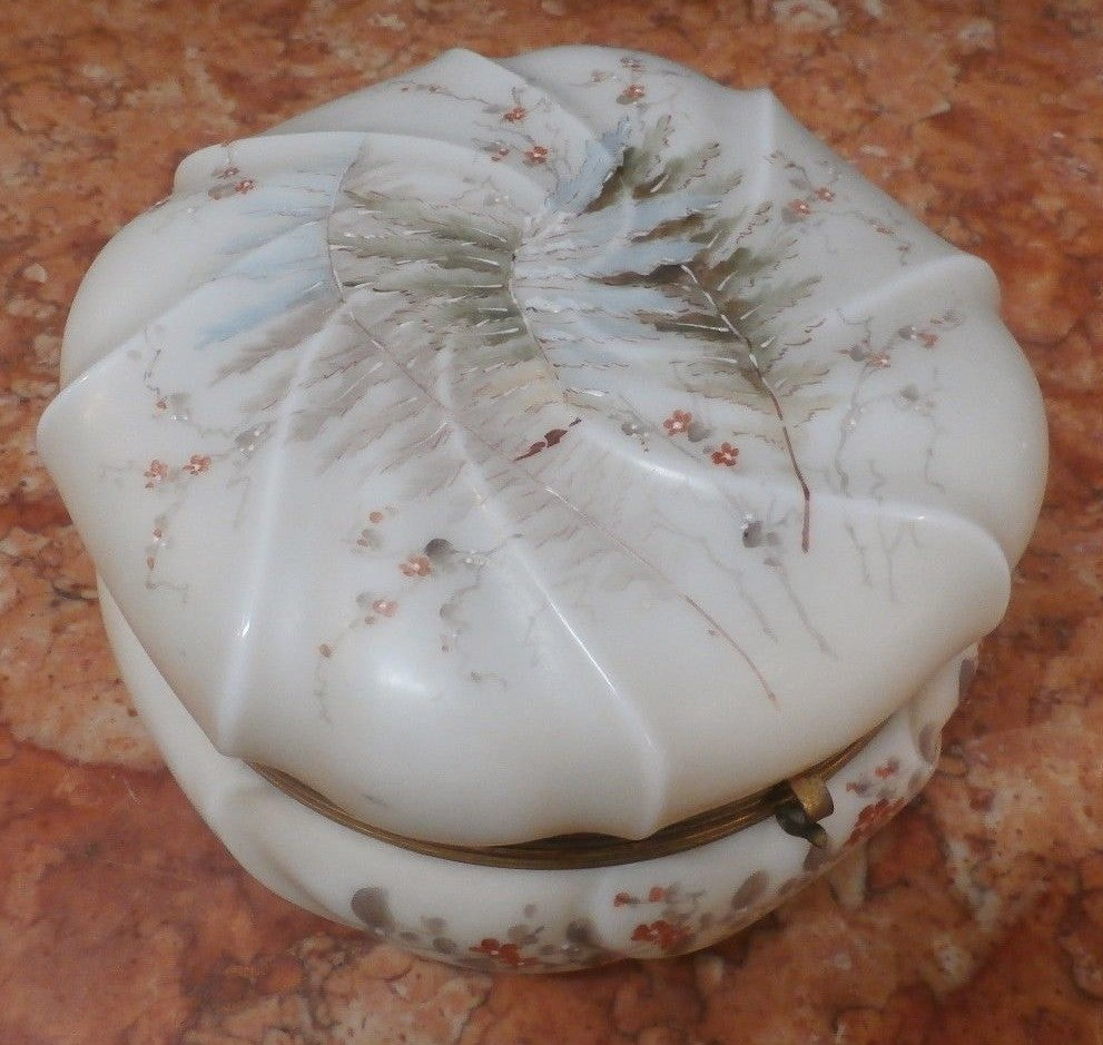 19th c Wave Crest Jewel Casket CF Monroe Conn Helmschmid Swirl 7" Hand Painted