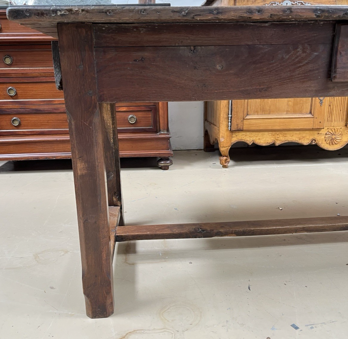 ANTIQUE FRENCH PROVINCIAL OAK RUSTIC FARMHOUSE SOFA DINING WORK TABLE