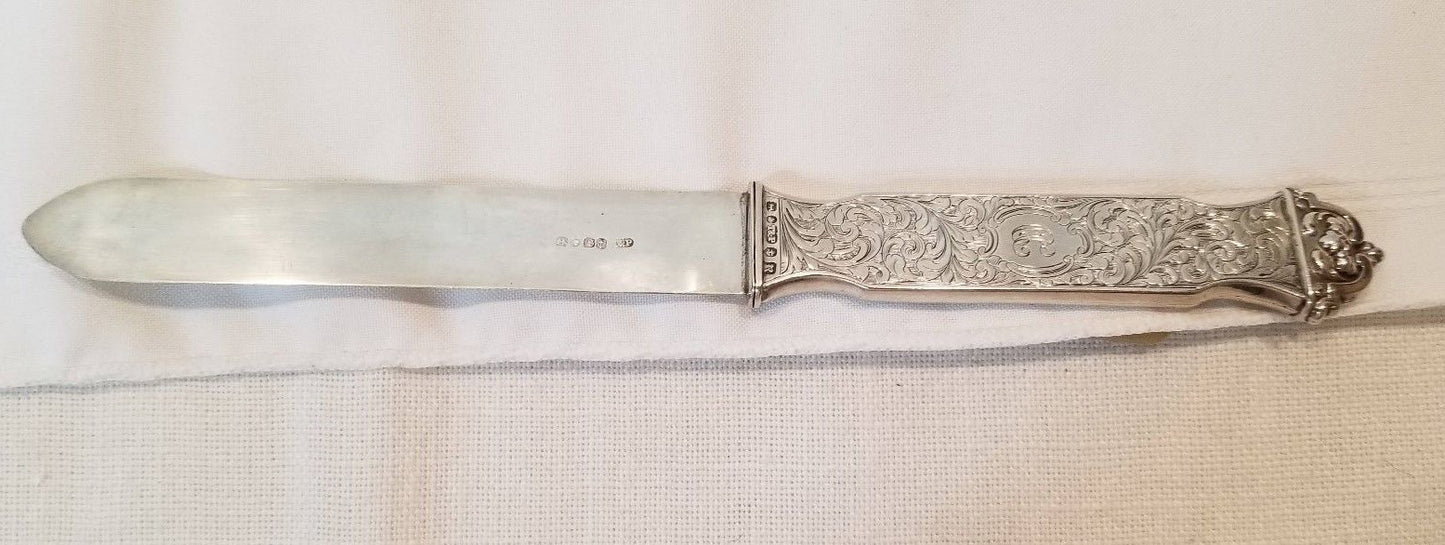 Early Antique English Sterling Silver Letter Opener - 1841 Birmingham Hallmark