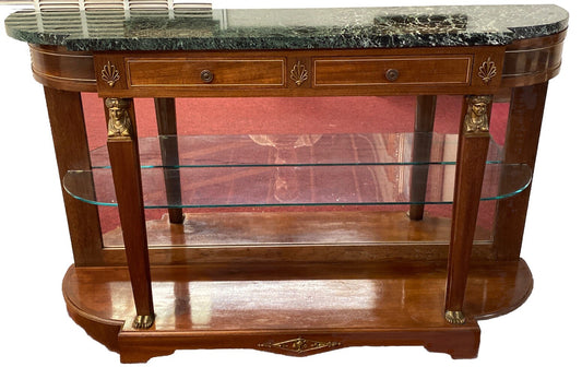 FRENCH MAHOGANY EMPIRE ENTRYWAY CONSOLE TABLE W/ MARBLE TOP