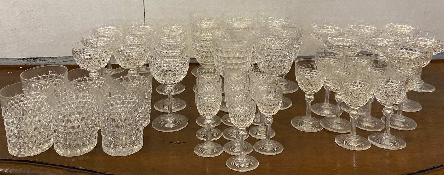 1875 Dorflinger Diamond Hob Saucer Champagne Brilliant Cut Glasses 4.75" BH313C