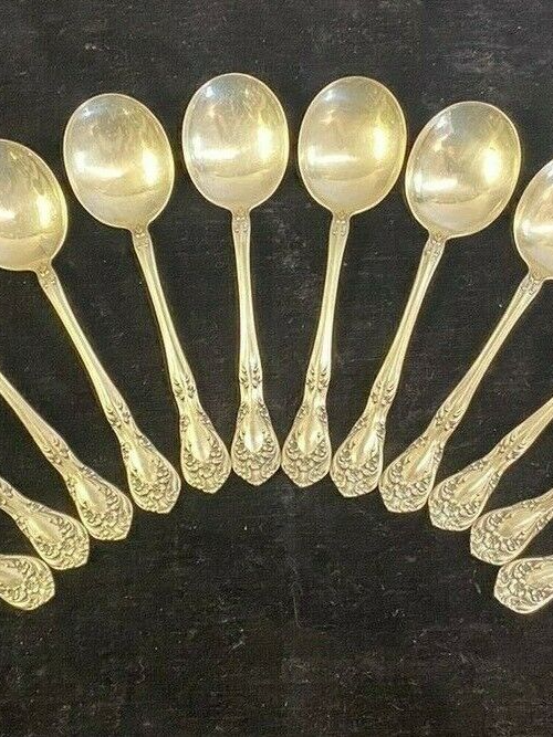 1x Alvin Sterling Silver "Chateau Rose" Soup Spoon  6 1/4" No Mono 12 available