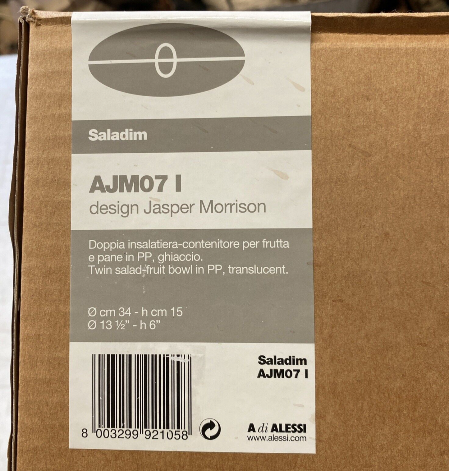 Alessi Saladim Translucent Twin Salad-Fruit Bowl Jasper Morrison AJM07 I BH116