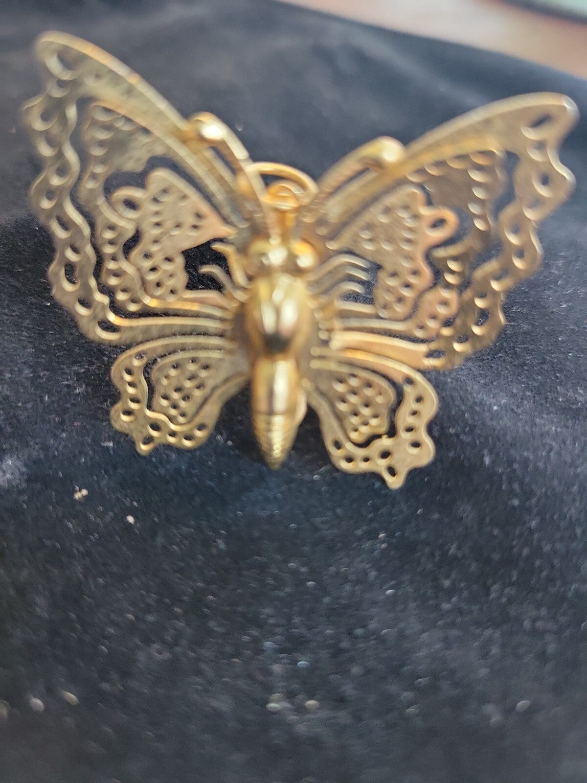 Gold Plated Butterfly Brooch Pin  Pendant Engraved Lady A. LESSER G.H.P. 1994-95