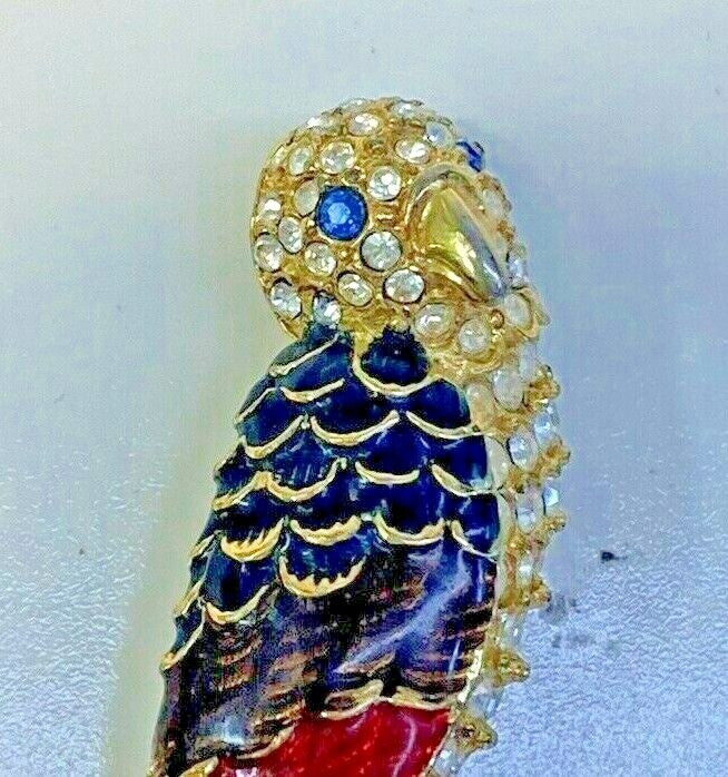 Giorgio Rhinestone Parrot Enamel Bird Pin / Brooch 2 3/4"
