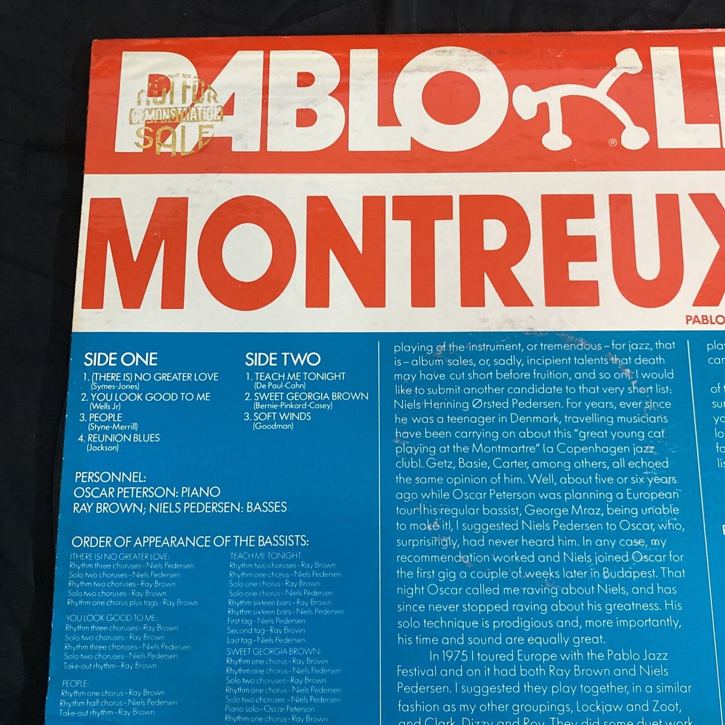 PROMO OSCAR PETERSON - MONTREUX '77 - PABLO LIVE RECORDS 2308 213 1977