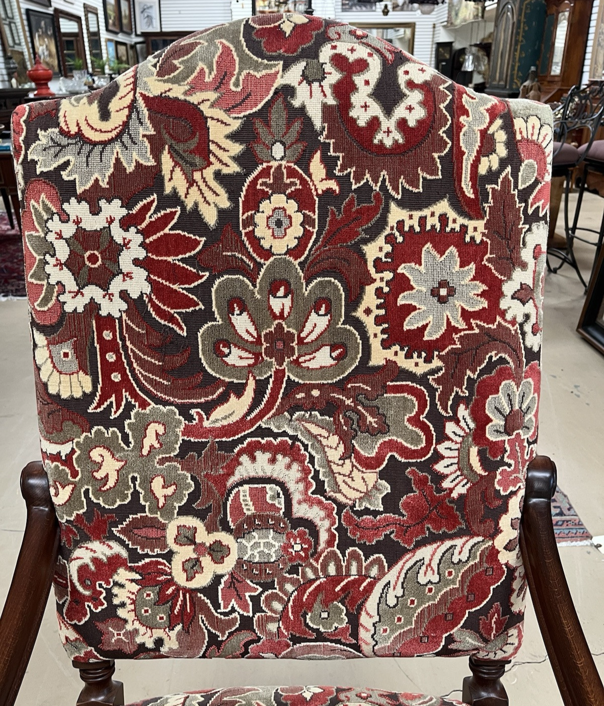 Pair French style  Armchairs  wood carved new upholstery w 2 pillows CL7